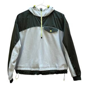 Athleta Zion Microfleece Half Zip Pullover Hoodie Green Mint Colorblock Women XS